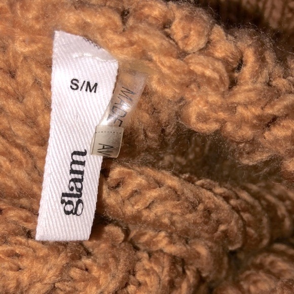 Glam mustard wheat color oversized knit turtleneck sweater size small/medium - Picture 5 of 8